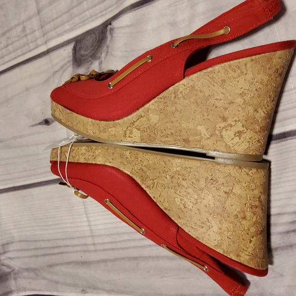 Dexter peep toe red Wedges 8.5 - Picture 2 of 8